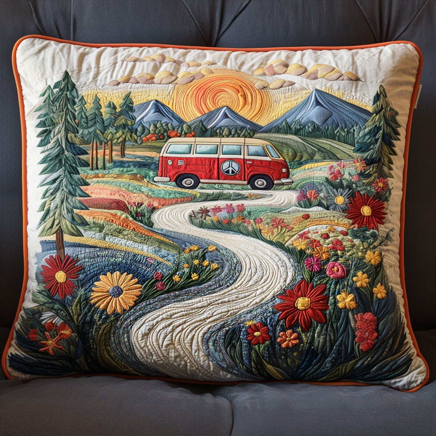 Funda de Almohada Acolchada Vintage Wanderlust