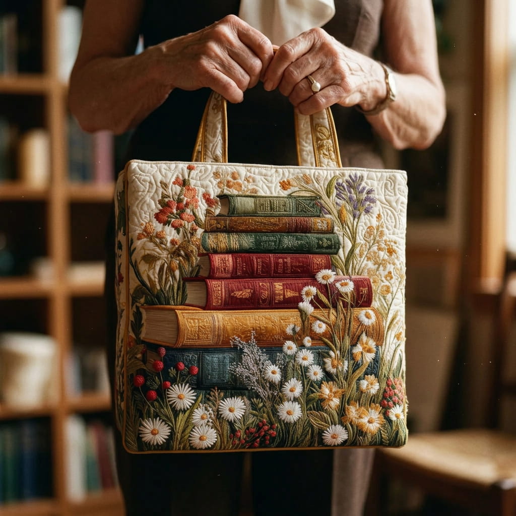 Bolso Tote Acolchado Artístico Pergamino Floral