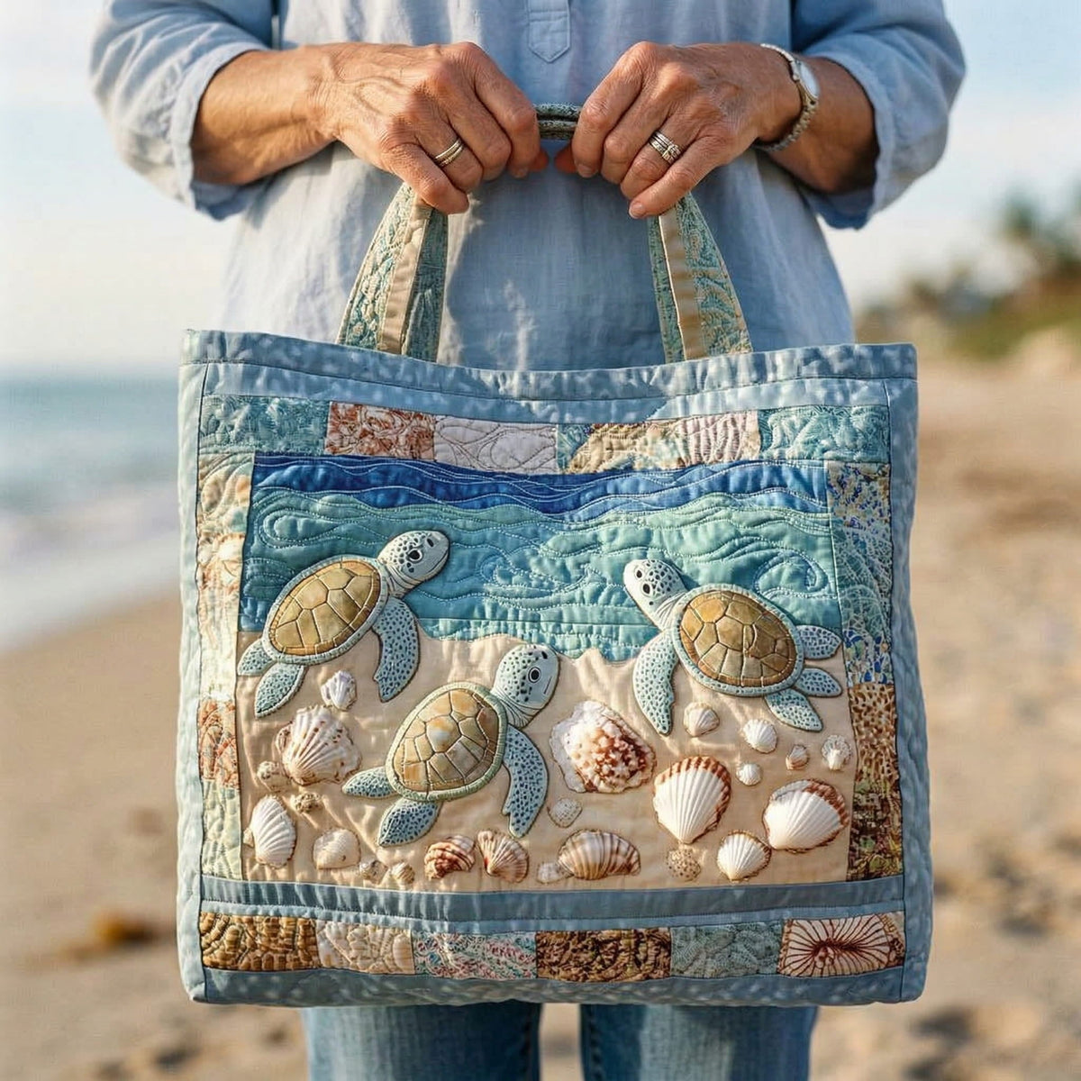 Bolsa Tote Acolchada Tortuga