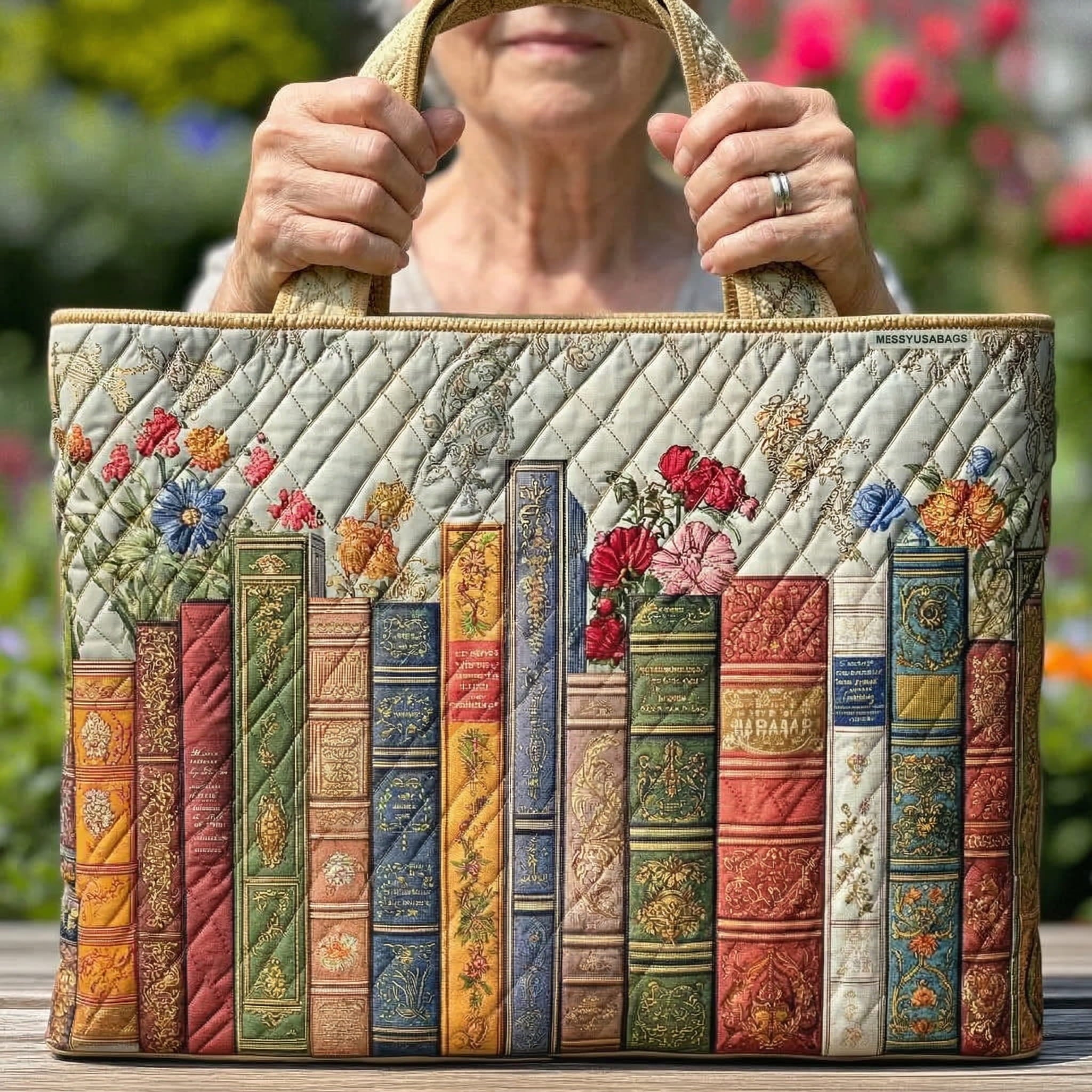 Bolsa Tote Acolchada Biblioteca Encantada