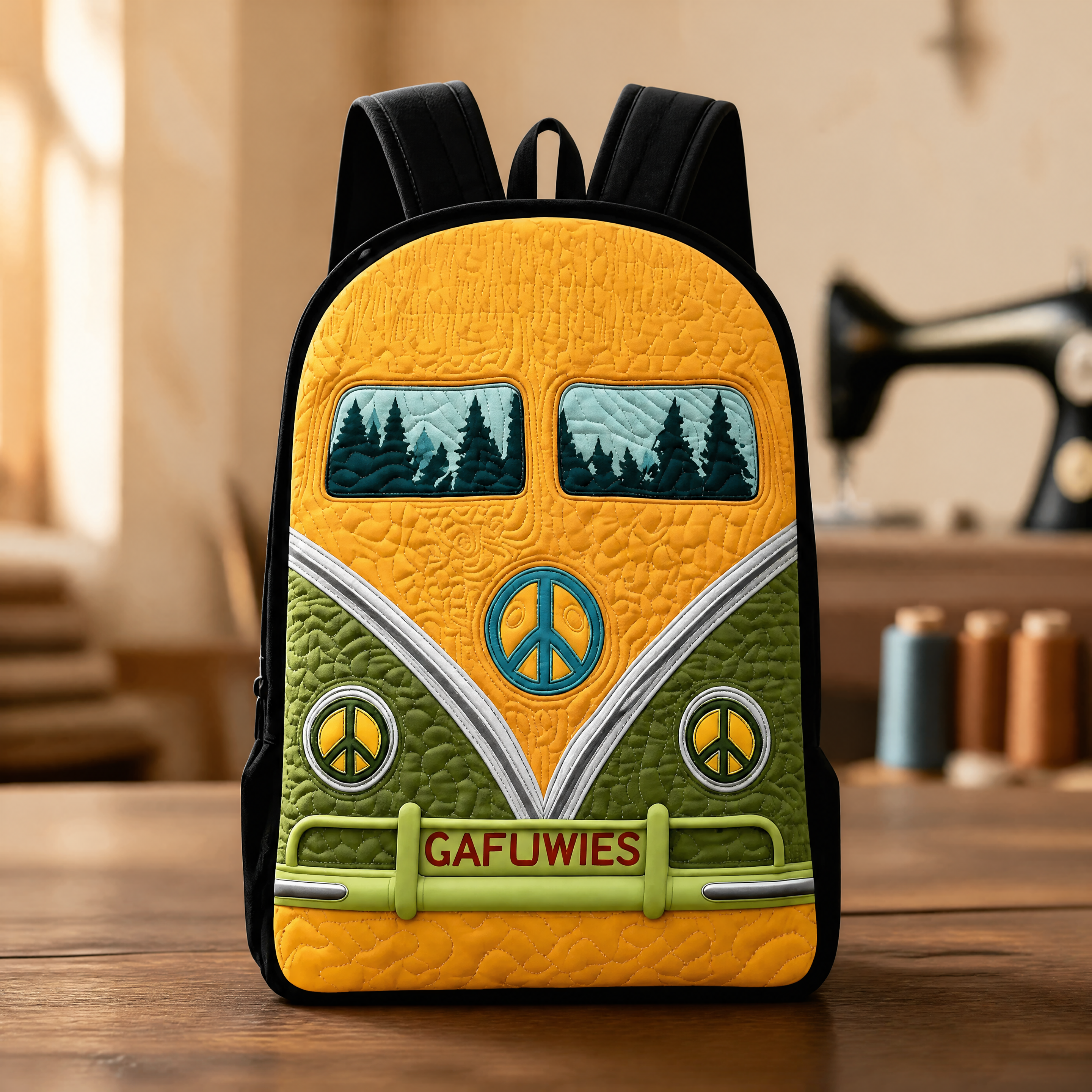 Mochila de acolchado - Diseño de piqué con tirantes negros