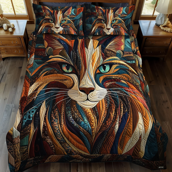 Conjunto de ropa de cama acolchada de 3 piezas - Ronroneos y Manchas