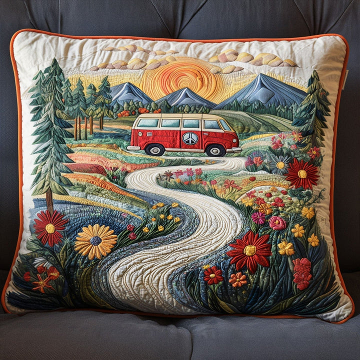 Funda de Almohada Acolchada Vintage Wanderlust