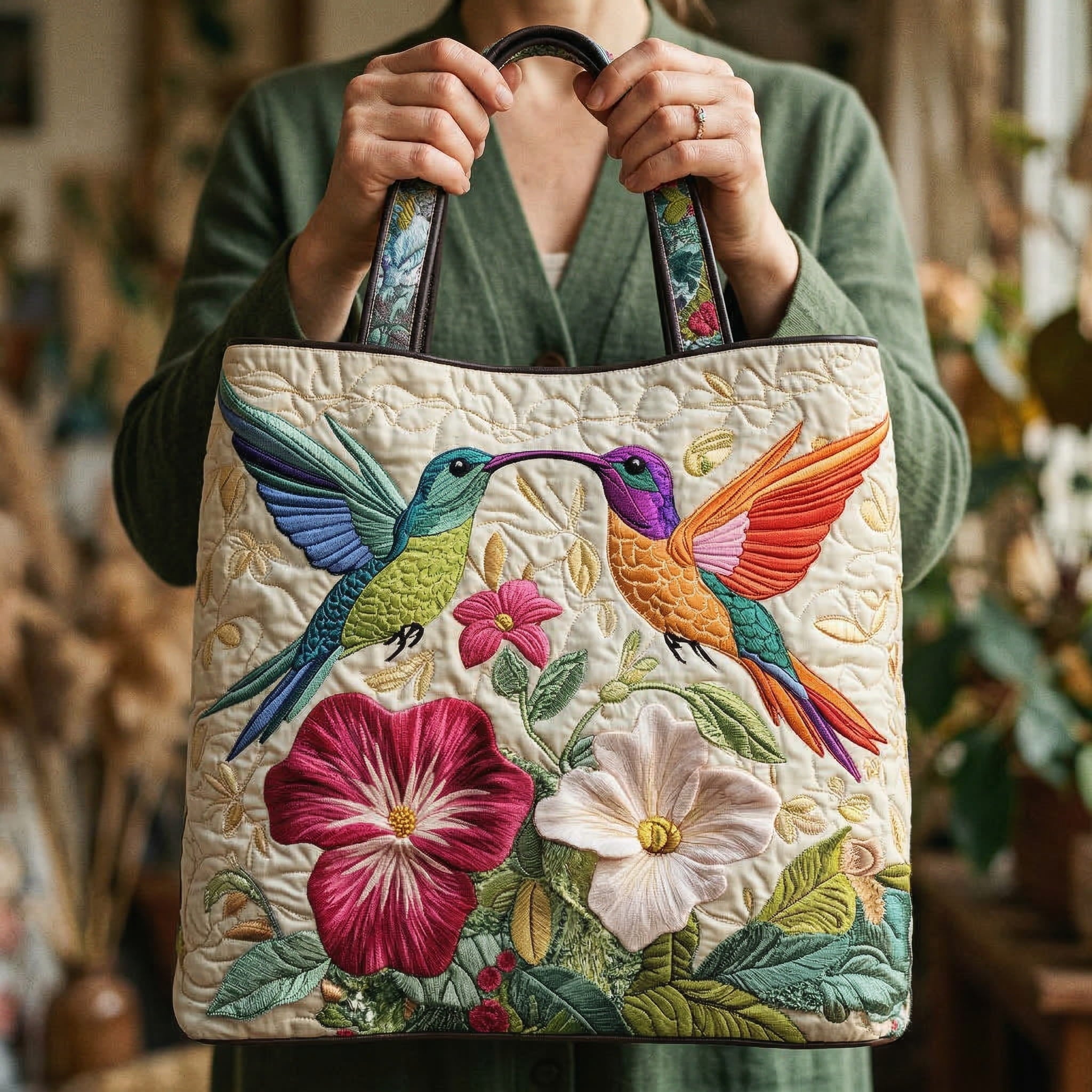 Bolso Tote Puro Acolchado de Colibrí
