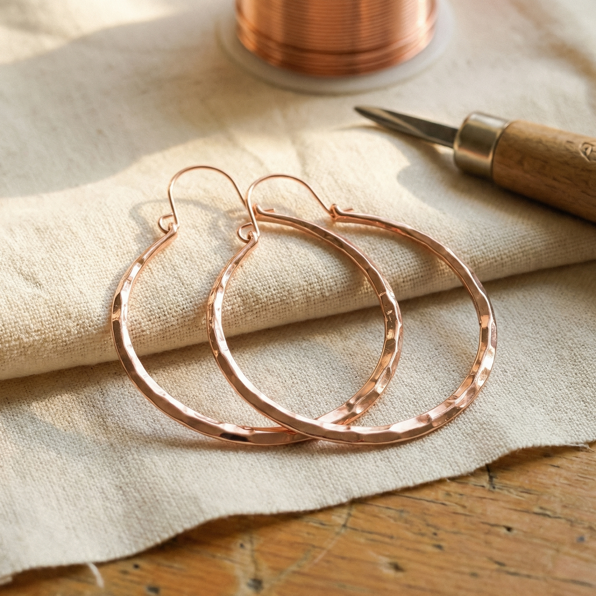 Pendientes de cobre de sauce