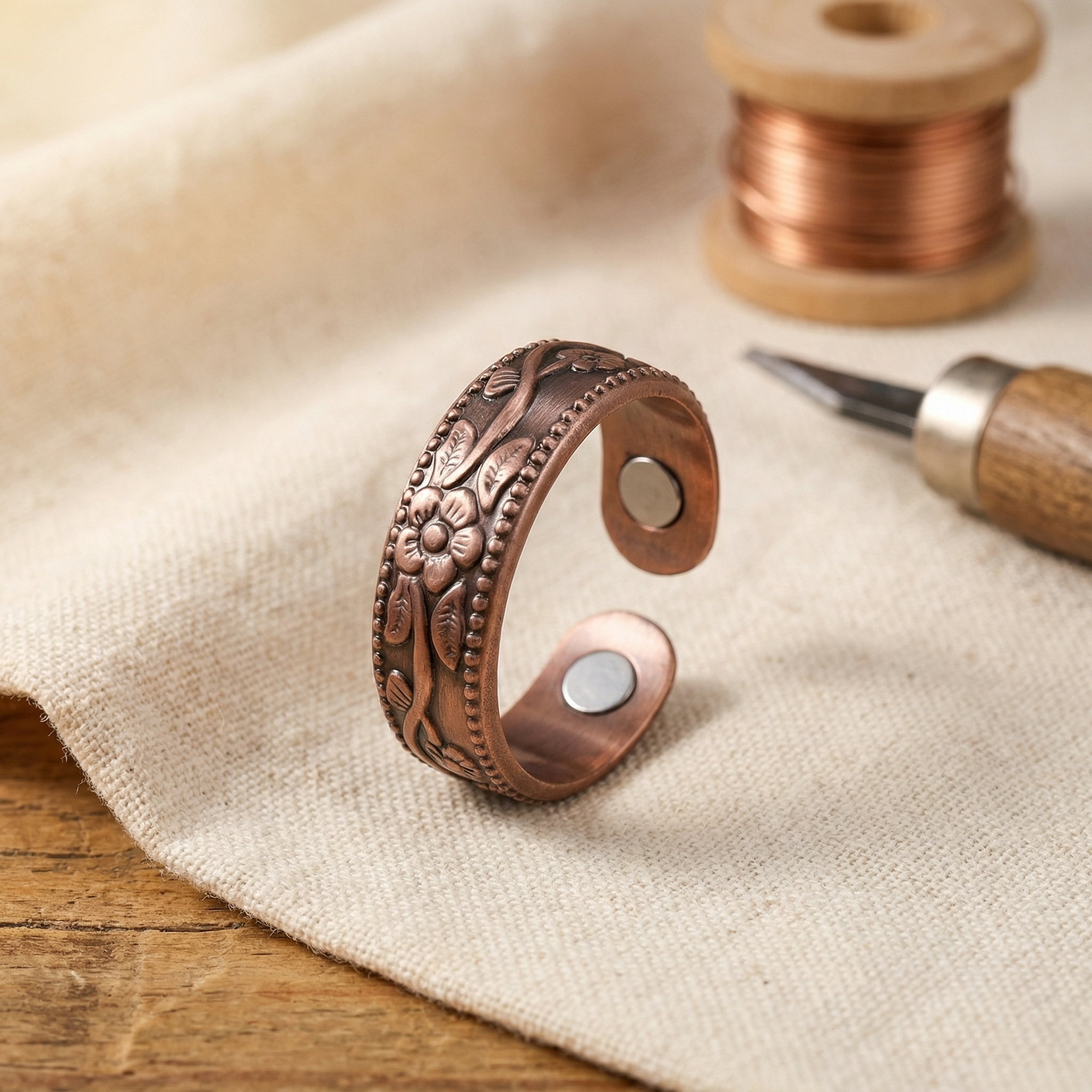 Anillo de Cobre Pétalos