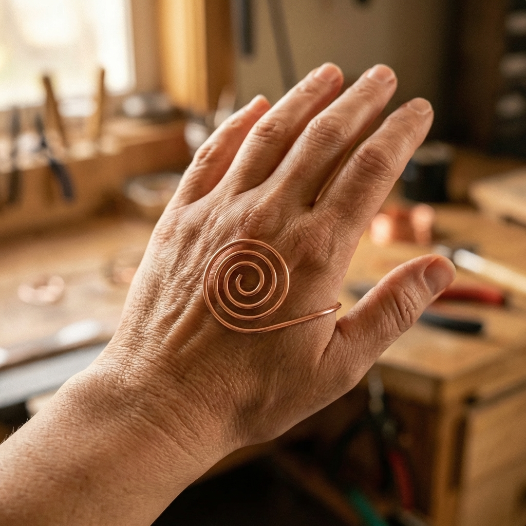 Pulsera de Cobre Artesanal en Espiral