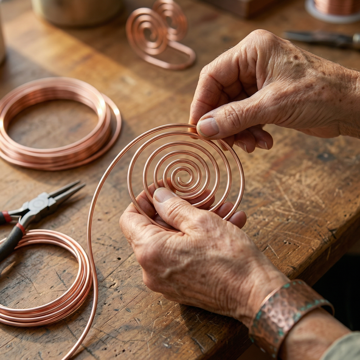Pulsera de Cobre Artesanal en Espiral