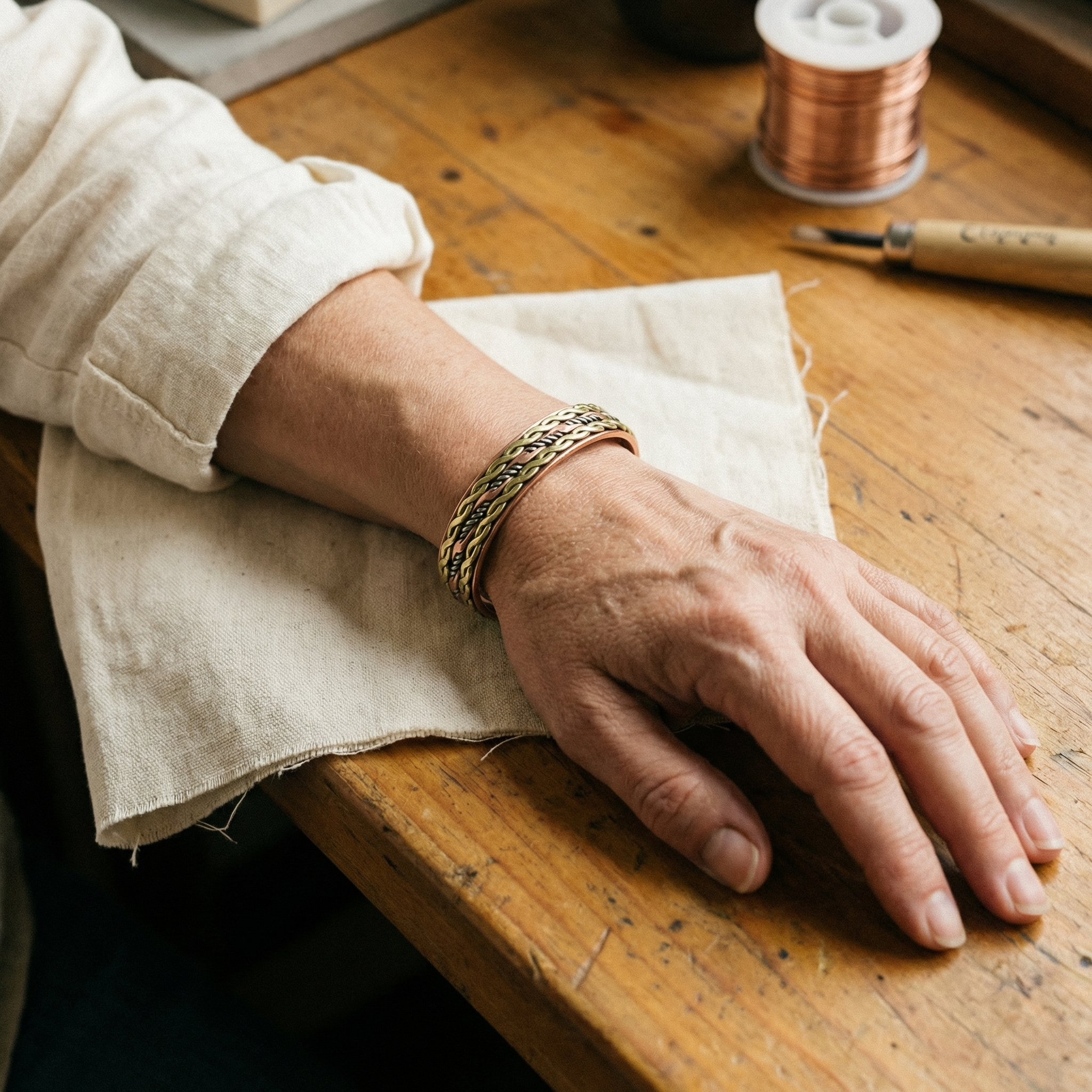 Pulsera de Cobre Tejida