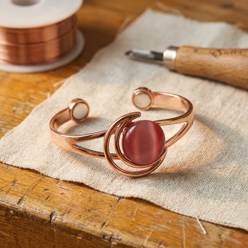 Pulsera de cobre rosa Esfera