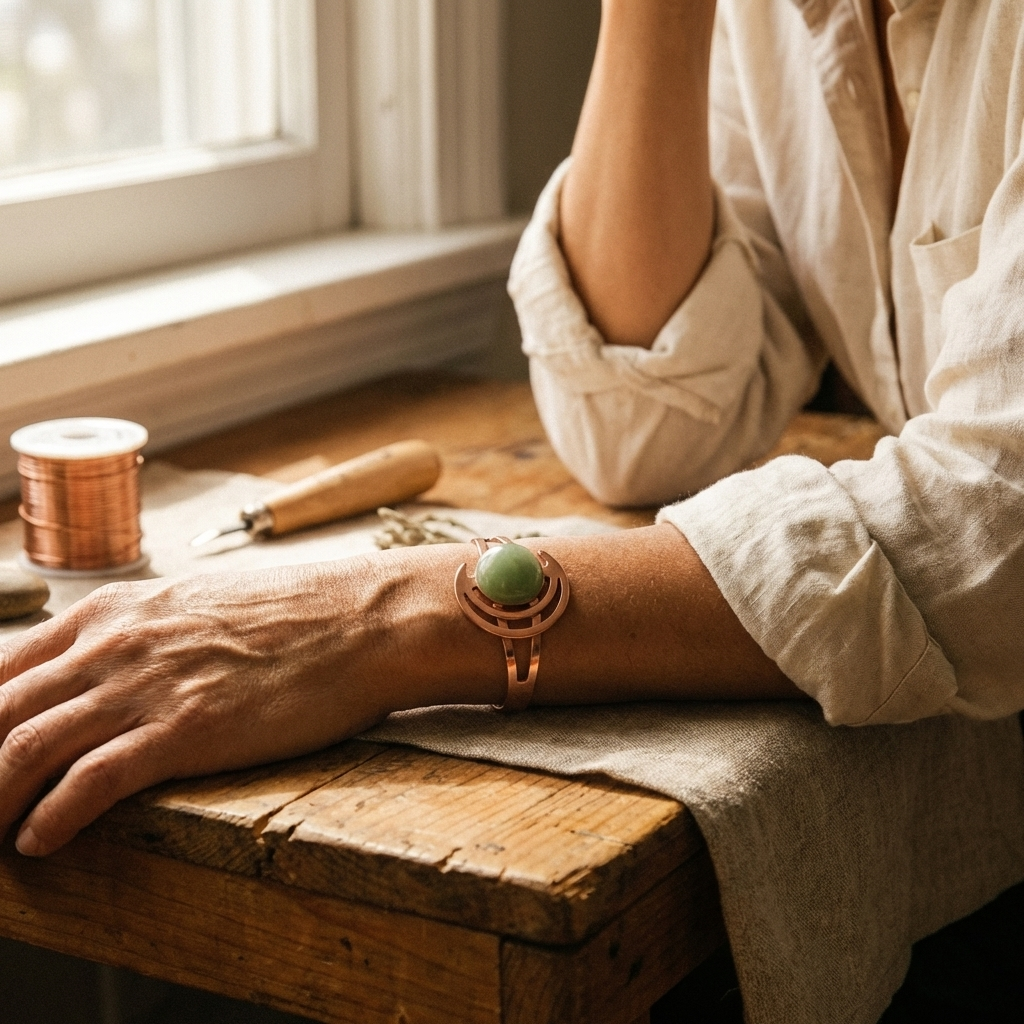 Pulsera de cobre verde Esfera