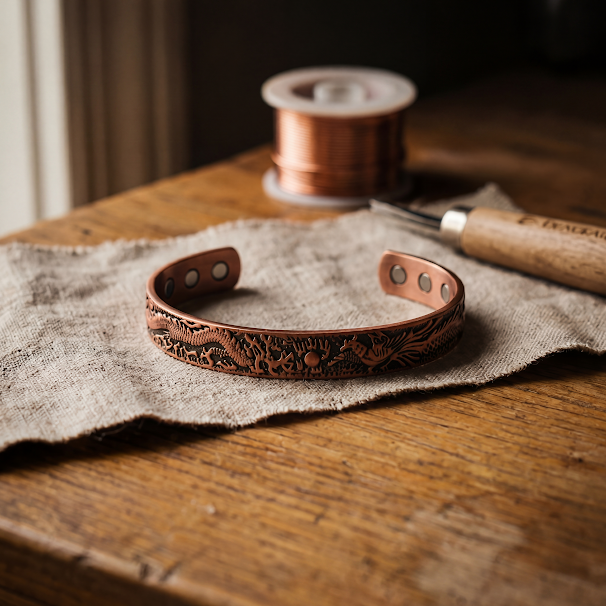 Pulsera de cobre hecha de arcilla