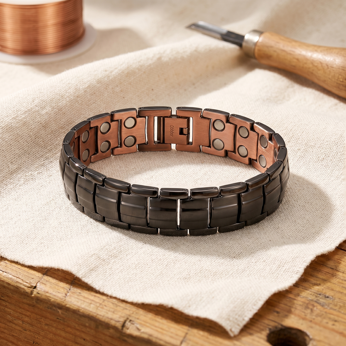 Pulsera de cobre de color ocre para hombre