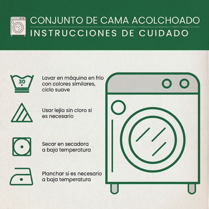 Conjunto de ropa de cama acolchada de 3 piezas - Hibisco Blanco